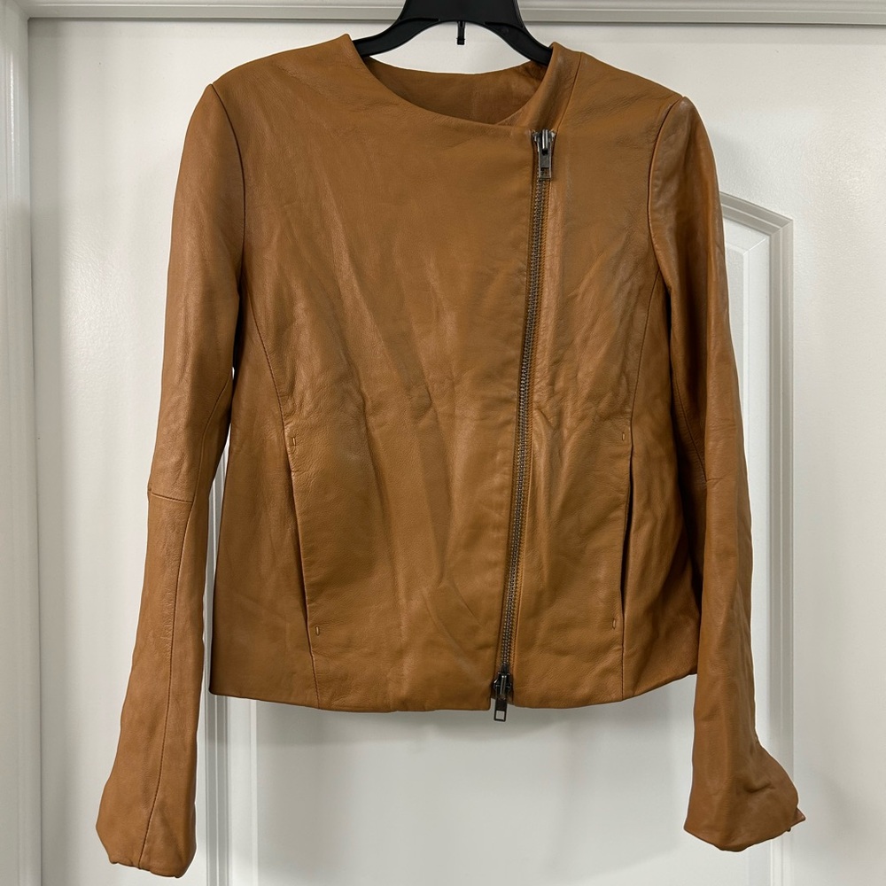 Vince chestnut Brown 100% Leather Jacket - Picture 2 of 10